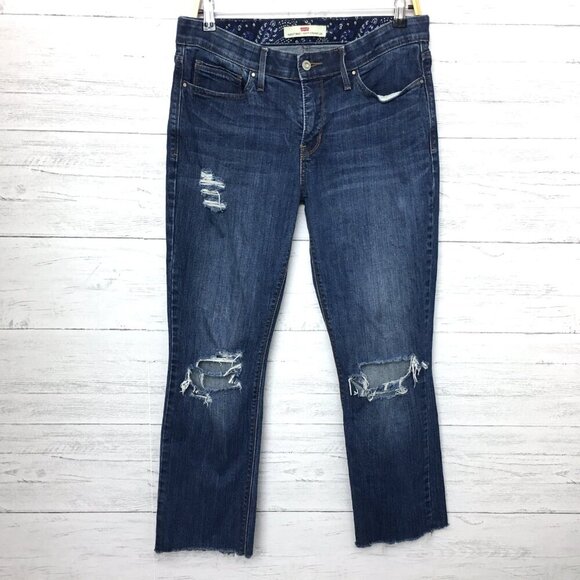 Levi's 525 Perfect Waist Jeans Straight Leg Distressed Frayed Hems size 10 - Picture 2 of 9